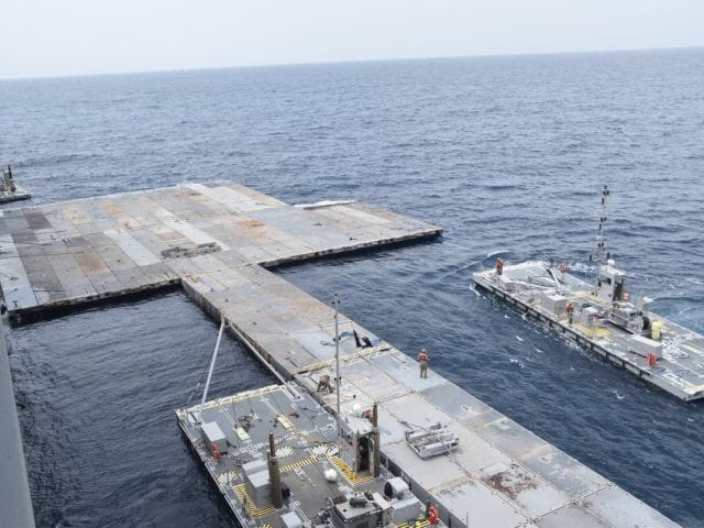 Construction of humanitarian aid pier underway in Gaza